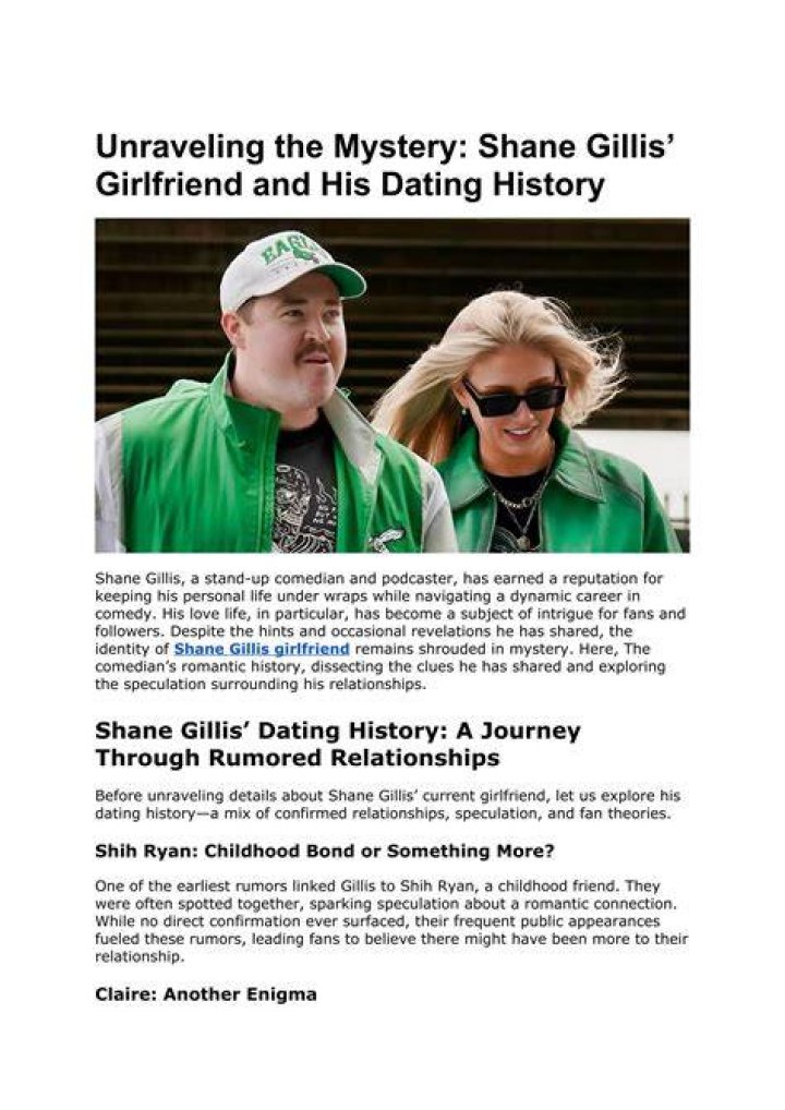 Shane Gillis's Girlfriend: Claire | Uncovering Their Relationship