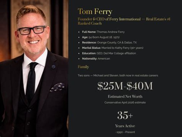 Tom Ferry net worth, age, height, wife, girlfriend, kids, biography, wiki